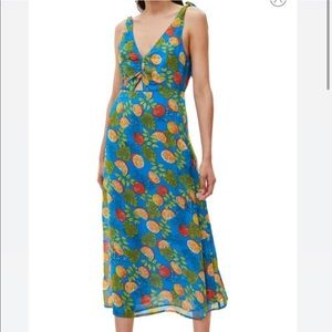 Top Shop Blue and Orange Citrus Midi Dress